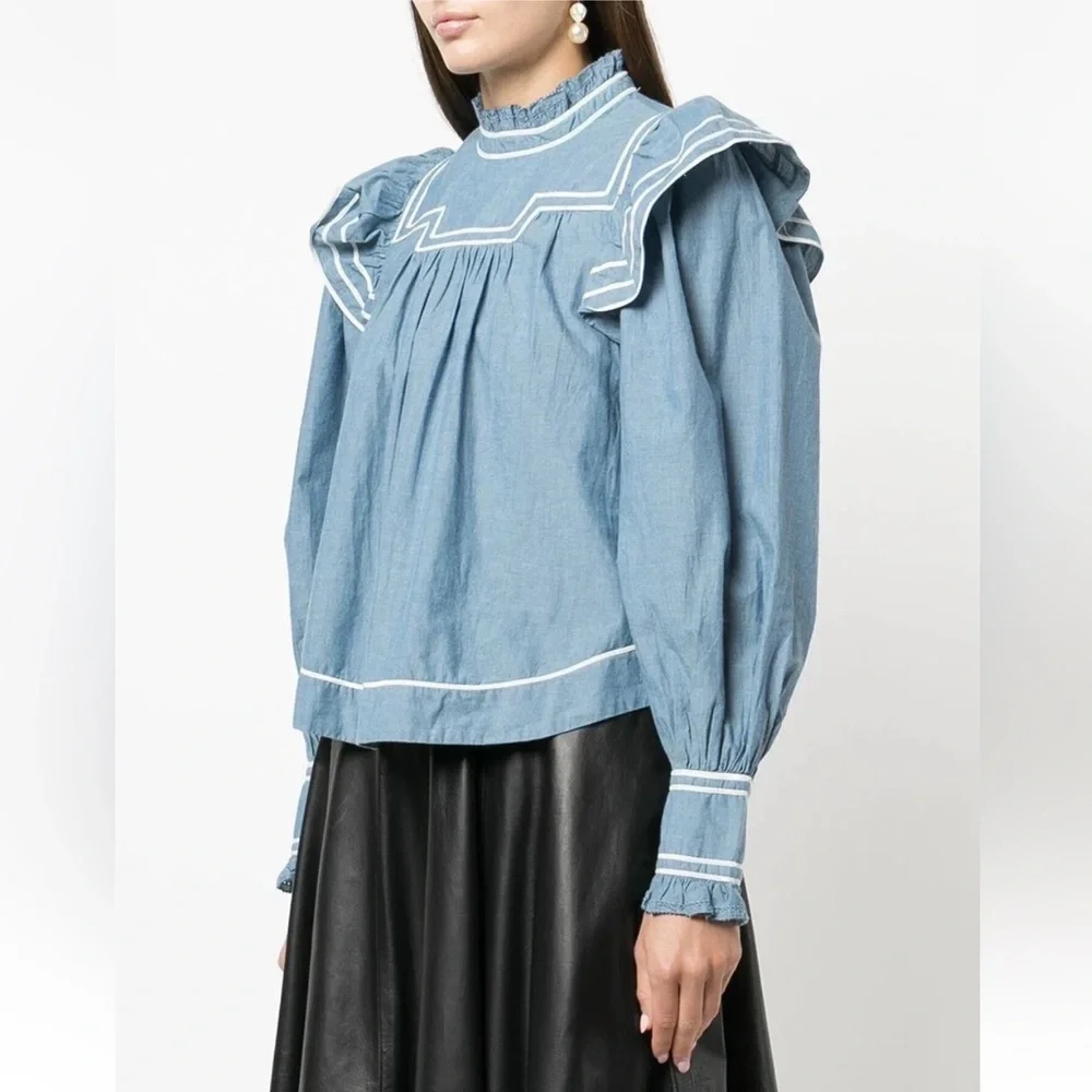 Ulla Johnson Mock Neck Long Sleeve Crop Top 248/046 - Picture 6 of 10